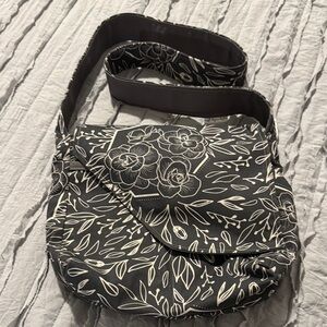 Floral Gray and White Crossbody Bag